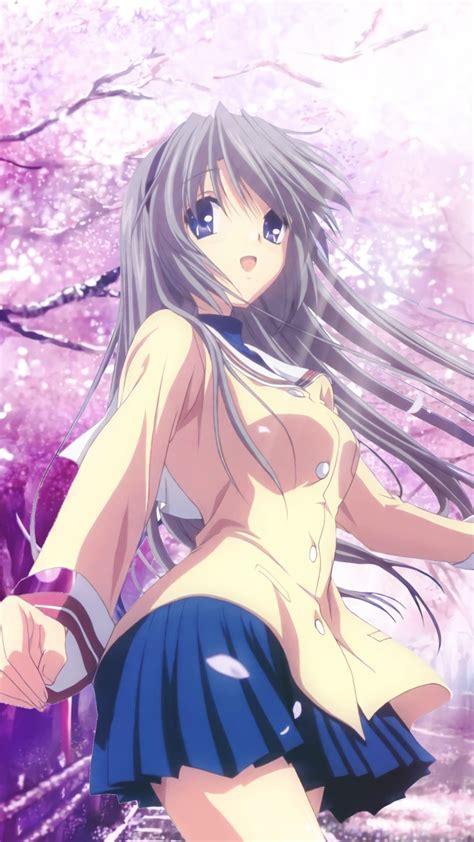 1195843 waifu2x sakagami tomoyo clannad anime girls cherry blossom anime rare gallery hd