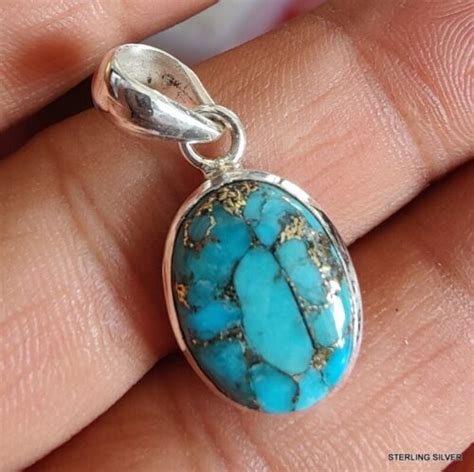 BLUE COPPER TURQUOISE GEMSTONE IN 925 STERLING SILVER HANDMADE FABULOUS