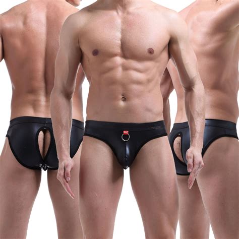 1pc 3pcs Men S Underwear Faux Leather Backless Boxer Briefs Jockstrap Underpants Ebay