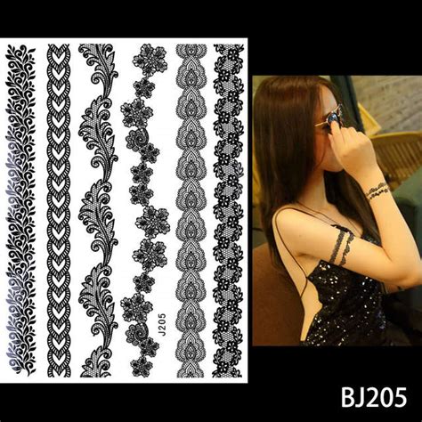 1pc fashion flash waterproof tattoo women black ink henna jewel sexy lace bj019 flower pendant