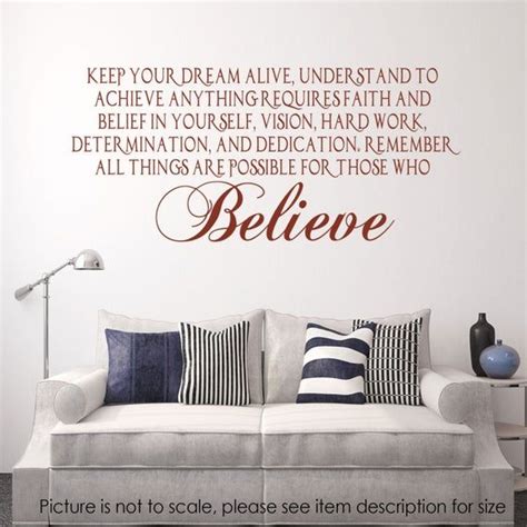 Motivational Wall Stickers Keep Your Dream Alive And Believe Etsy In