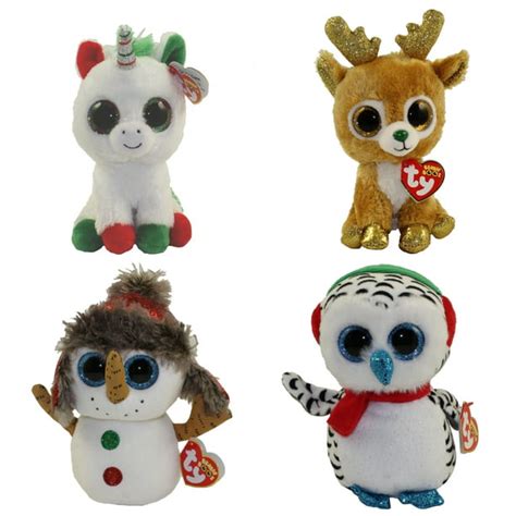 Ty Beanie Boos Set Of 4 Christmas 2018 Releases 6 Inch Glitzy