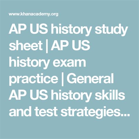 Ap Us History Study Sheet Ap Us History Exam Practice General Ap Us