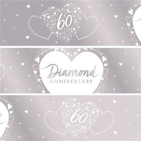 60th Diamond Wedding Anniversary Foil Banner 274m Party Delights