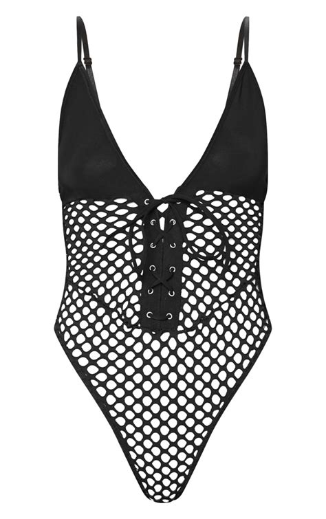 Black Laced Middle Jumbo Fishnet Body Prettylittlething Ie