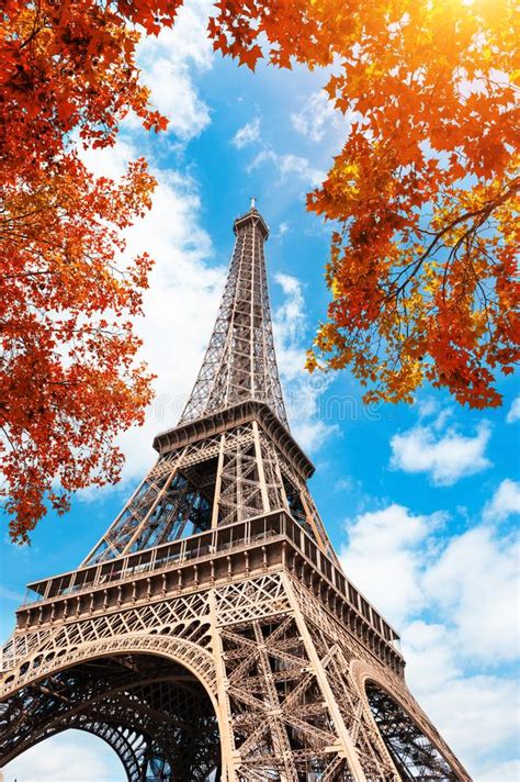 Eiffel Tower And Autumn Trees In Paris France Stock Image Image Of
