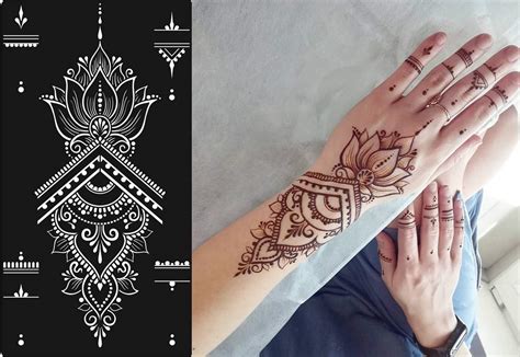 12 Sheets Henna Tattoo Stencils Set Hand Temporary Tattoo Temples