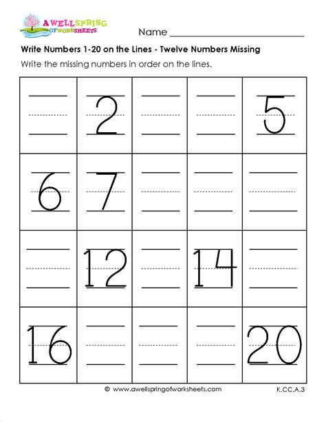 Writing Numbers 1 To 20 Worksheets