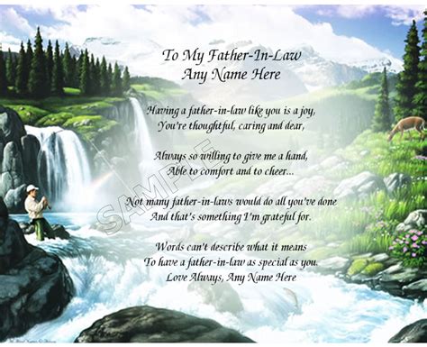 To My Father In Law Personalized Art Poem Memory Birthday Fathers Day