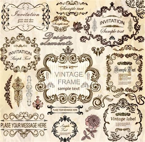 Free Set Of Vector Vintage Brown Floral Borders And Frames 03 Titanui