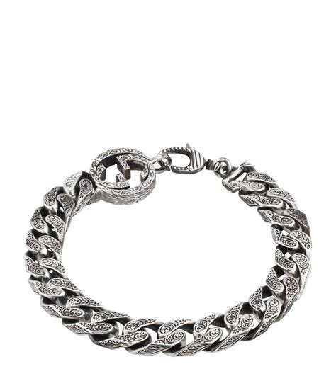 Gucci Sterling Silver Interlocking G Chain Bracelet Harrods Uk
