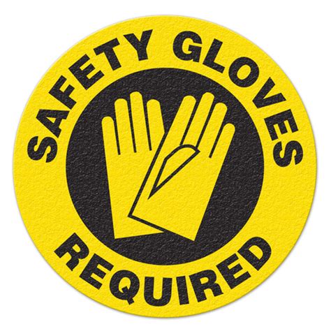 Anti Slip Floor Sign Safety Gloves Required 17 Circle Incom