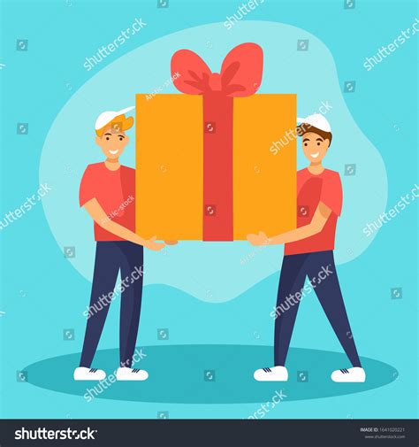 Two Men Carrying Big T Box Stock Vector Royalty Free 1641020221