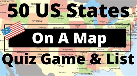 50 Us States On A Map Quiz Game And List Geography For Kids And Adults