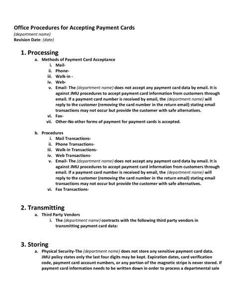 Office Procedures Manual Template Free Download Standard Operating