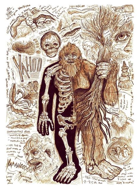 Yahoo A Bigfoot Species Cryptid Bestiary Art Print Etsy Mythical