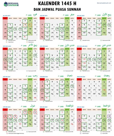 Kalender 1445 Hijriyah Dan Jadwal Puasa Sunnah Setahun