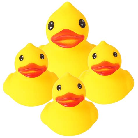 Set Of 4 28 Yellow Ducks Rubber Bath Toys Set Pure Natural Cute