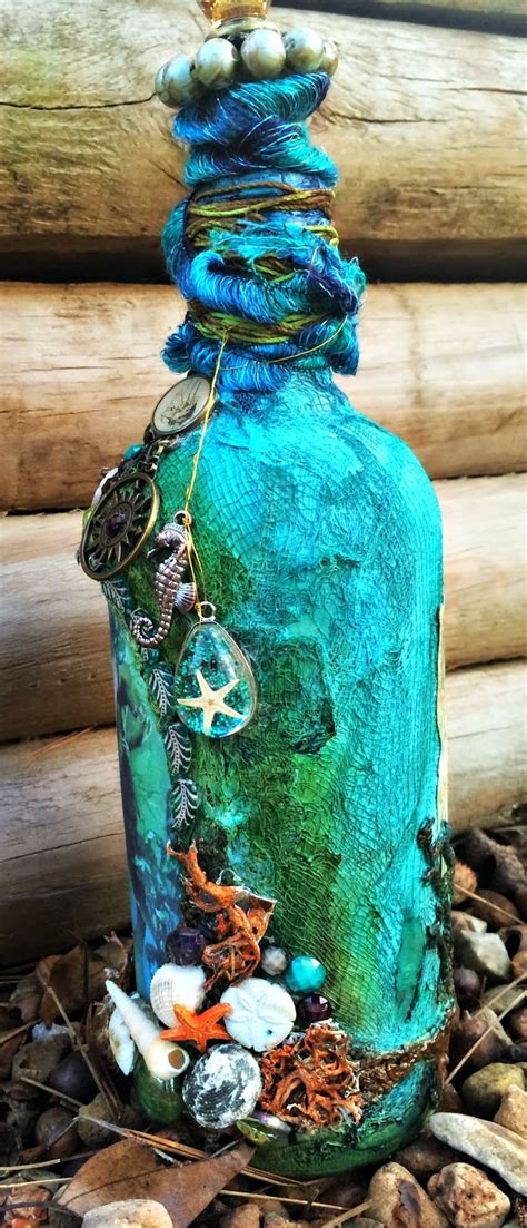Monica Downing Designs Mermaid Altered Bottle Altered Bottles Diy