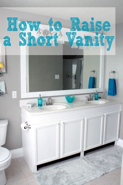 You can raise a bathroom vanity, and the first step is to remove the countertop and fit a frame over the cabinets. Remodelaholic | How to Raise Up A Short Vanity