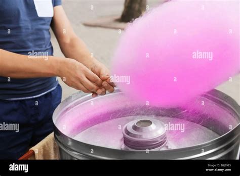 Preparing Of Cotton Candy Outdoors Stock Photo Alamy