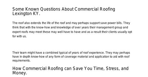 Some Known Incorrect Statements About Commercial Roofers In Lexington