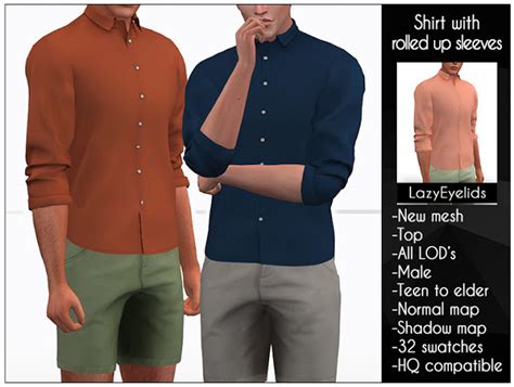 Shirt With Rolled Up Sleeves At Lazyeyelids Sims 4 Updates