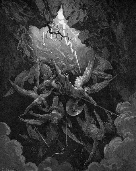 Fallen Angels Cast Out Gustave Dore Artwork Woodcut