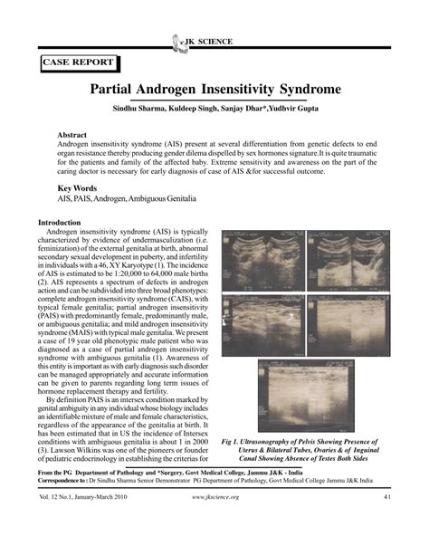 Pdf Partial Androgen Insensitivity Syndrome