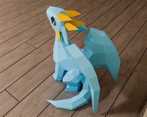 3d Paper Craft Dragon Papercraft Little Dragon Diy Paper Etsy
