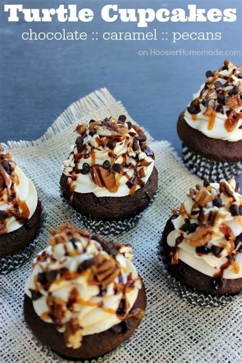 Chocolate Turtle Cupcakes Topped With Caramel Buttercream Frosting