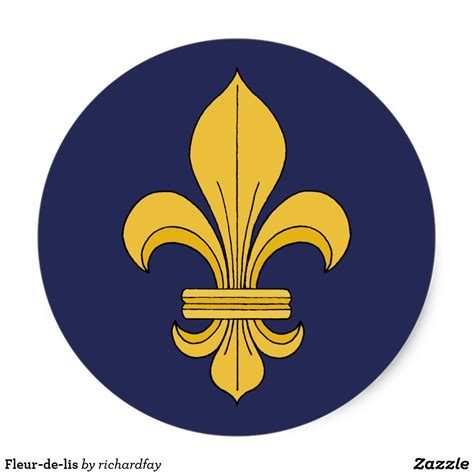 Fleur De Lis Classic Round Sticker Coat Of Arms Fleur