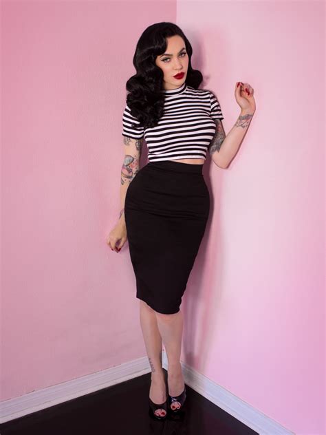 Bad Girl Crop Top In Black And White Stripes Vixen By Micheline Pitt