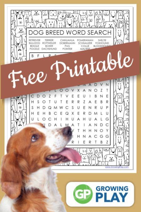 Dog Breeds Word Search Free Printable Growing Play Spring Word