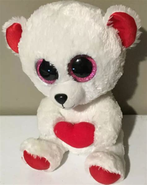 T Y Valentine Cuddly Teddy Bear With Big Eyes Ebay