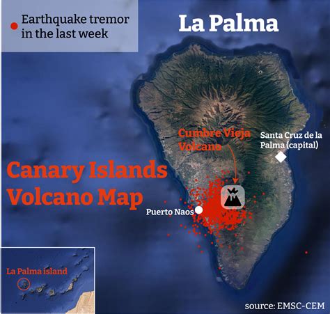 La Palma Volcano Map Where The Canary Islands Eruption Happened And