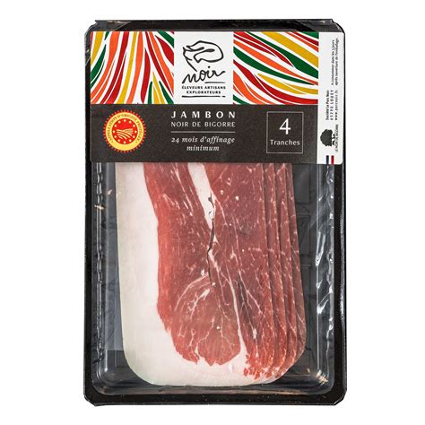 4 Slices Of Pork Noir De Bigorre Pdo Ham Extra Fine Le Porc Noir De