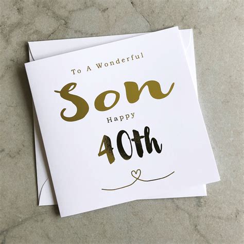Son 40th Birthday Card 40th Birthday Son Card Birthday Etsy