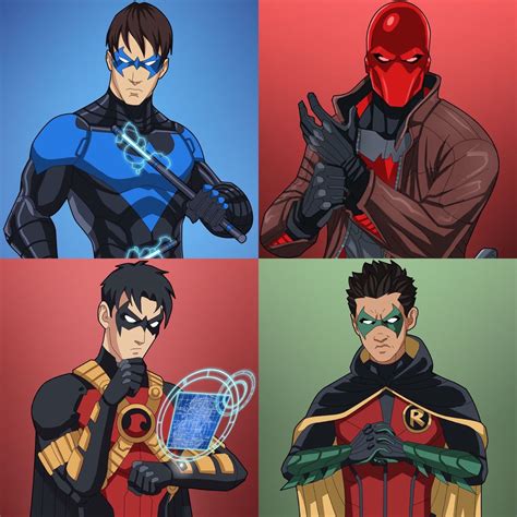 Nightwing Dick Grayson Red Hood Jason Todd Red Robin Tim Drake Robin Damian Wayne Dc