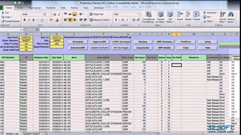 Work Order Tracking Spreadsheet Within 010 Production Schedule Template
