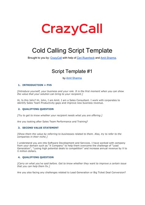 Cold Calling Script Template