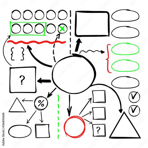 Marker Hand Drawn Mind Map Doodle Chart Vector Illustration Vector De