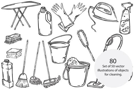 Cleaning Tools Custom Designed Illustrations ~ Creative Market