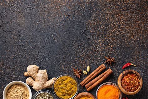 Traditional Indian Spices On Rusty Background High Quality Food