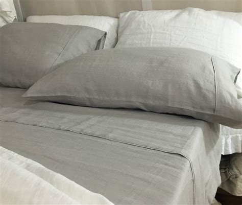Light Grey Linen Sheets Set Handcrafted By Superior Custom Linens