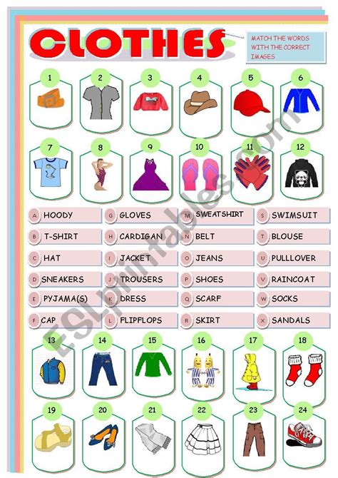 Clothes Matching Exercise Esl Worksheet By Ascincoquinas