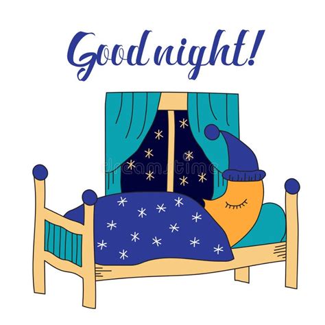 Good Night Illustration With Sleeping Moon Stock Vector Illustration Of Night Sweet 81344532