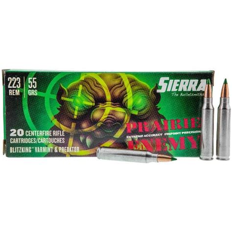 Sierra Bullets Prairie Enemy 223 Remington 55gr Blitzking 20 Round