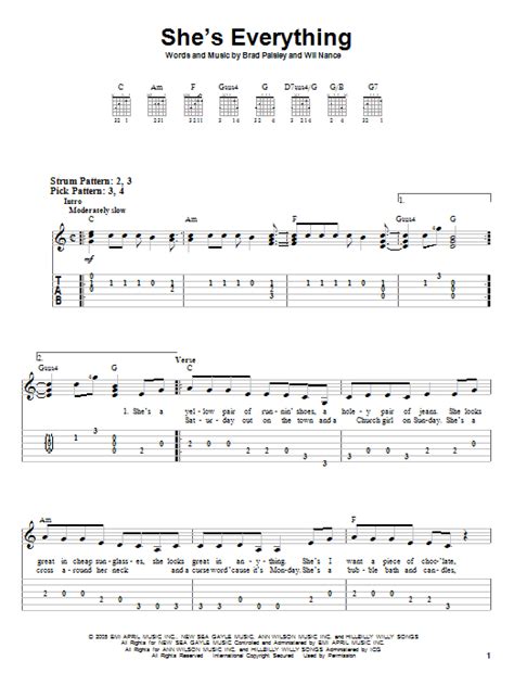 Shes Everything Sheet Music Brad Paisley Easy Guitar Tab