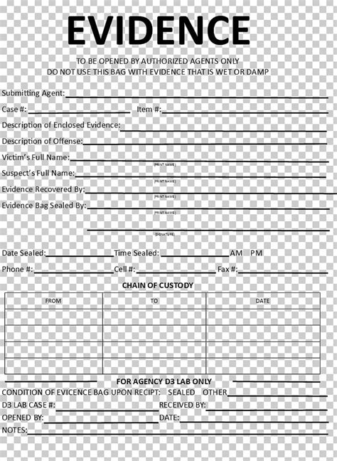 Template Crime Scene Evidence Chain Of Custody Form Png X Px